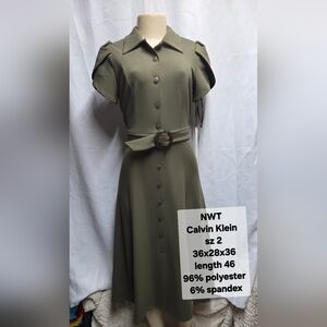 Calvin Klein Women's Green Button-Down Dress